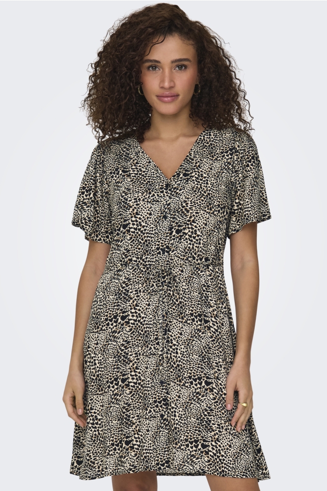 ONLEVIDA S/S SHORT DRESS WVN NOOS 15237382 PUMICE STONE/ALMA HEART